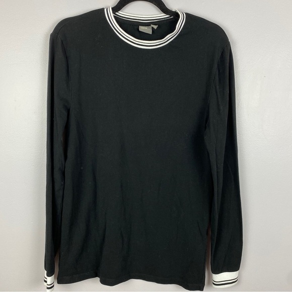 Asos Design Muscle Fit Long Sleeve T-shirt Contrast Tipping Large Black - Picture 2 of 11